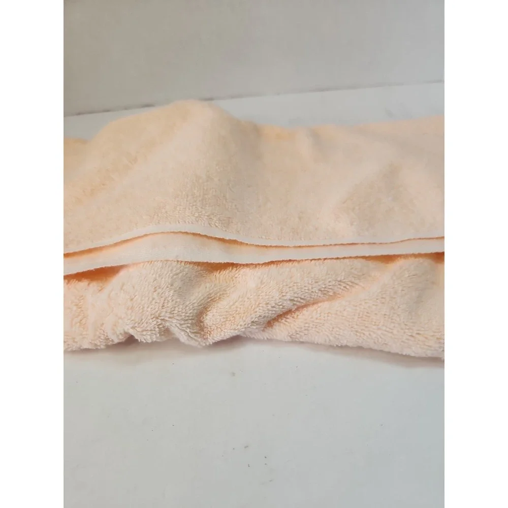 Vtg 1980s Bibb Mills Bath Towel Peach Pink Satin Lace Heart Cottagecore Coquette